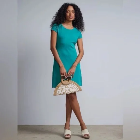 New York & Co. | Twist-Back Shift Dress - City Knits Seas of Teal Size XXL - Picture 3 of 7